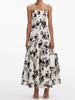 Vintage Bohemia Patchwork Floral Square Collar Sleeveless High Waist Folds Printed Dress