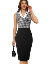 Casual Classy Turn-Down Collar Patchwork Bodycon Dress