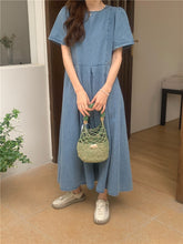 Vintage Party Short Sleeve O Neck Midi Dress