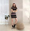 Vintage Pullover Stripe Sheath Elastic Knitted Bodycon Mini Dress