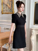 Vintage Short Sleeve Commute Party Birthday Vestidos Formal Occasion Short Evening Dress