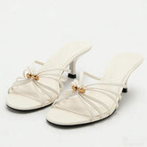White Narrow Band Design Mid Heel