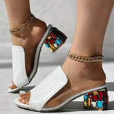 Crystal Sandals Spring Open Toe Sandals Square Heel