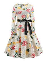 Women's Sweet Long Sleeve Floral Pattern Aline Dress