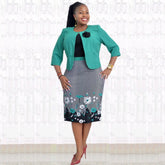 Elegant Paisley Flower Print Half Sleeve slim fit Fake Two-Piece Dress