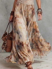 Floral print halter-neck fitted dress