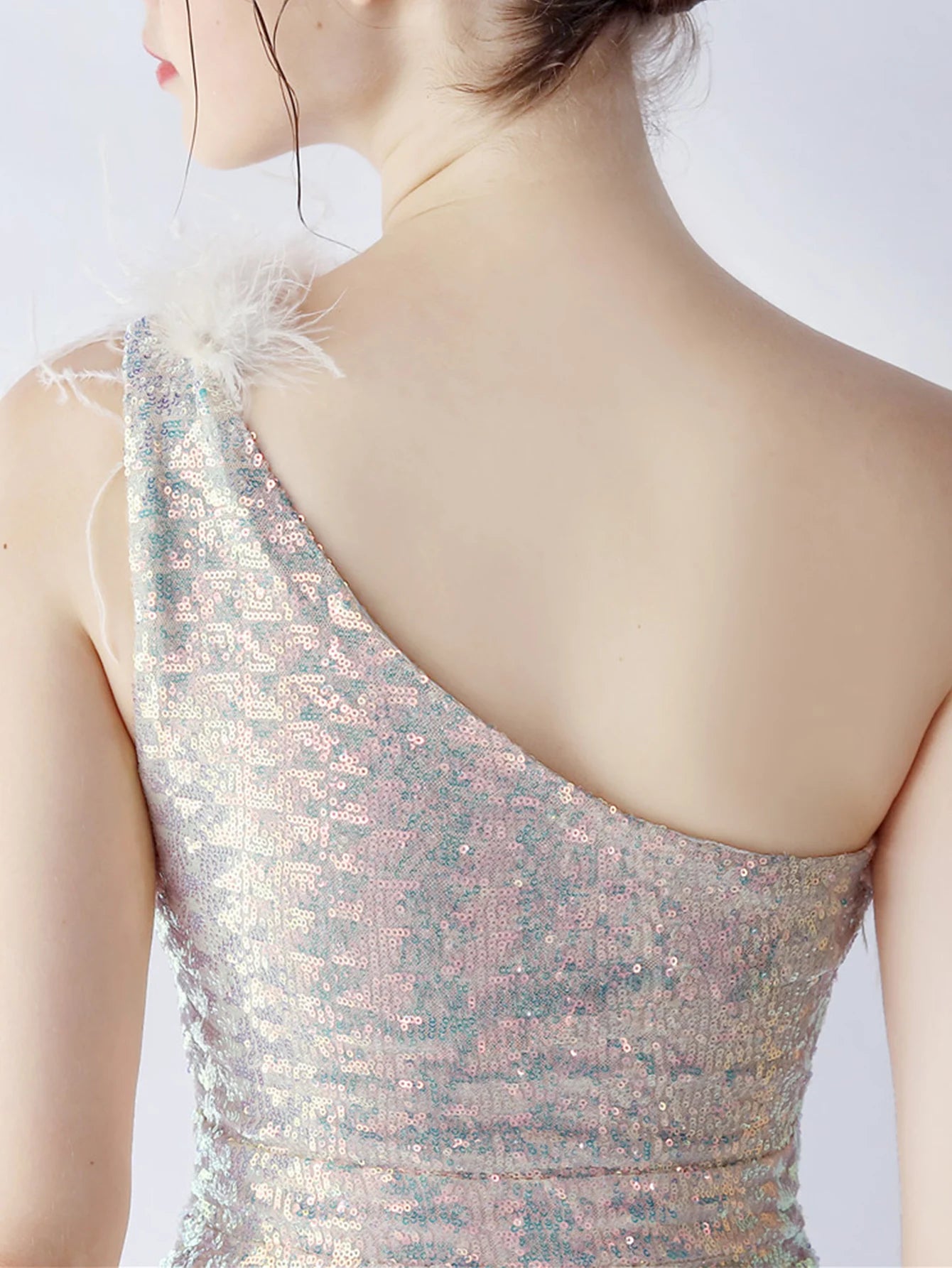 Elegant Luxury One-Shoulder Backless Sequin Maxi Party Prom Long Dress
