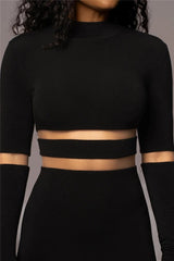 Elegant Turtleneck Long Sleeve Patchwork Club Party Bodycon Midi Dress