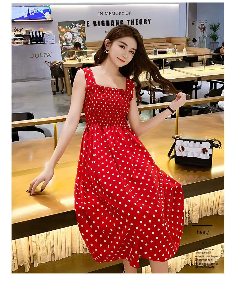 Elegant Square Neck Mid-Calf Sleeveless Chiffon Long Dress