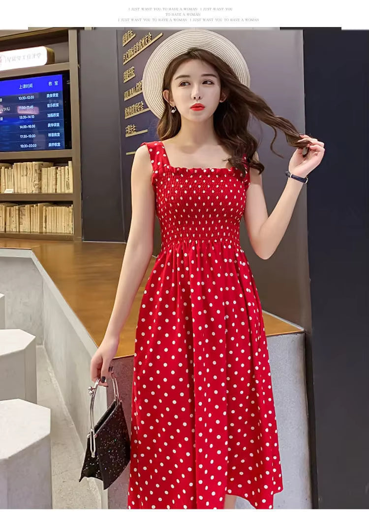Elegant Square Neck Mid-Calf Sleeveless Chiffon Long Dress