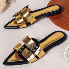 Flat Slippers Pointed Toe Open Toe Slide Sandals Light Cozy Non-slip Beach Shoes