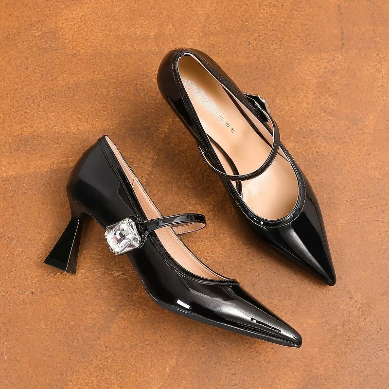 Autumn Pumps Pointed Toe Patent Leather High Heel