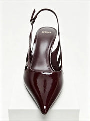 Luxury Designer Pumps Pointed Toe Patent Leather Slingback High Heel