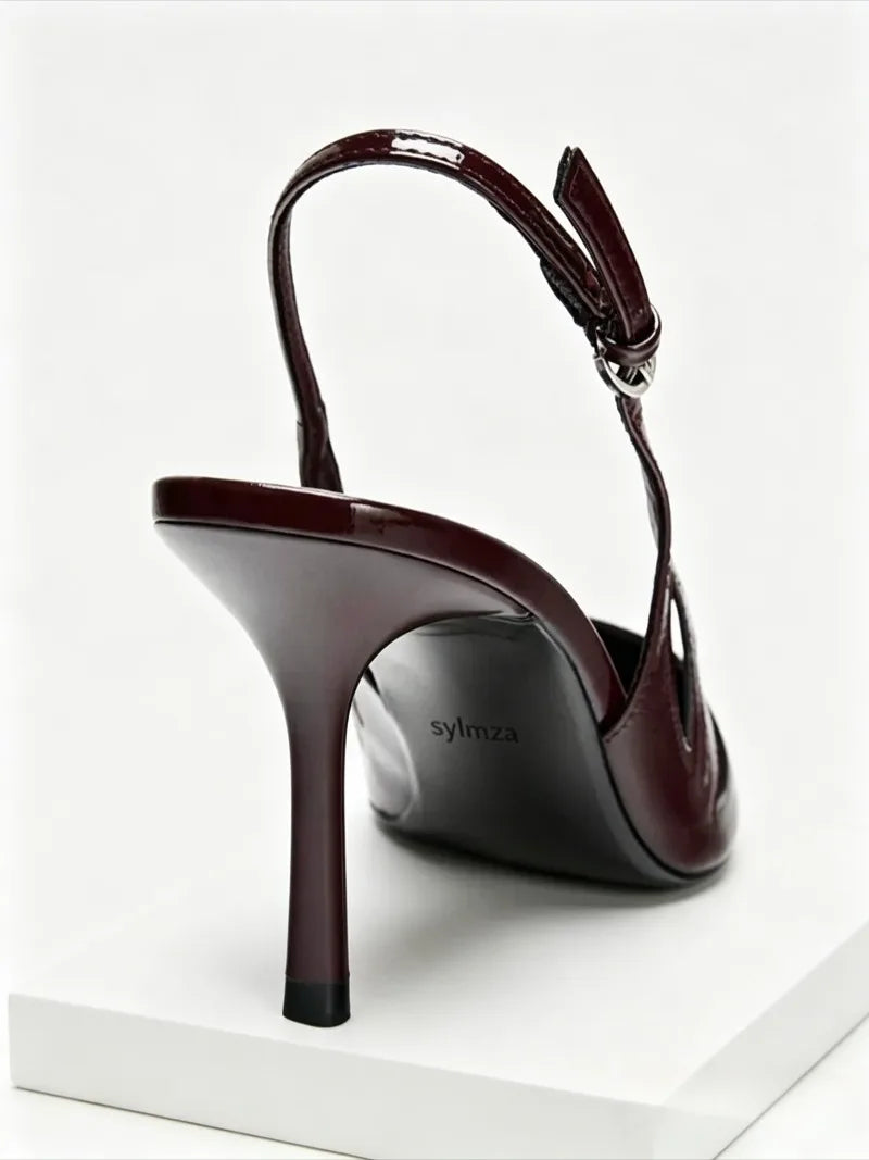 Luxury Designer Pumps Pointed Toe Patent Leather Slingback High Heel