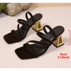 Square Head Open Toe High Heel