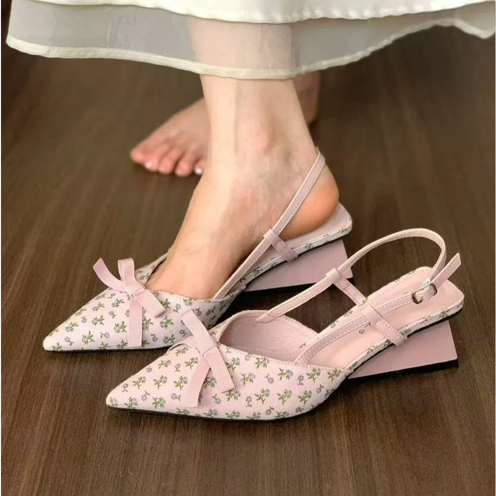 Arrival Brand Floral Designer Comfortable Buckle Slingback Roman Sandals Elegant Dress Party High Heel