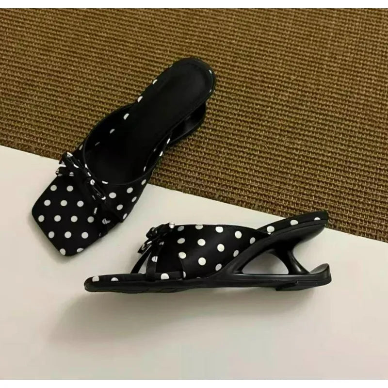 Square Toe Flip-Flops Open Toe Sandals Casual Comfortable Vacation High Heel