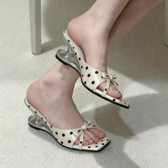 Square Toe Flip-Flops Open Toe Sandals Casual Comfortable Vacation High Heel