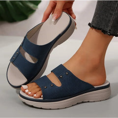Thick Bottom Slippers Open Toe Solid Colour Casual Shoes