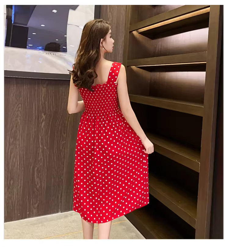 Elegant Square Neck Mid-Calf Sleeveless Chiffon Long Dress