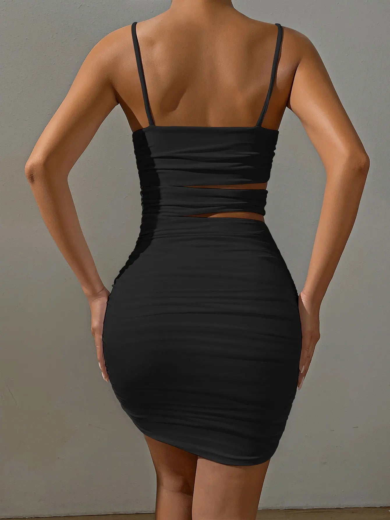 Elegant Spaghetti Strap Bodycon Backless Evening Party Mini Dress
