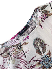 3/4 Sleeve Crew Neck Floral Print Vintage Long Maxi Dress