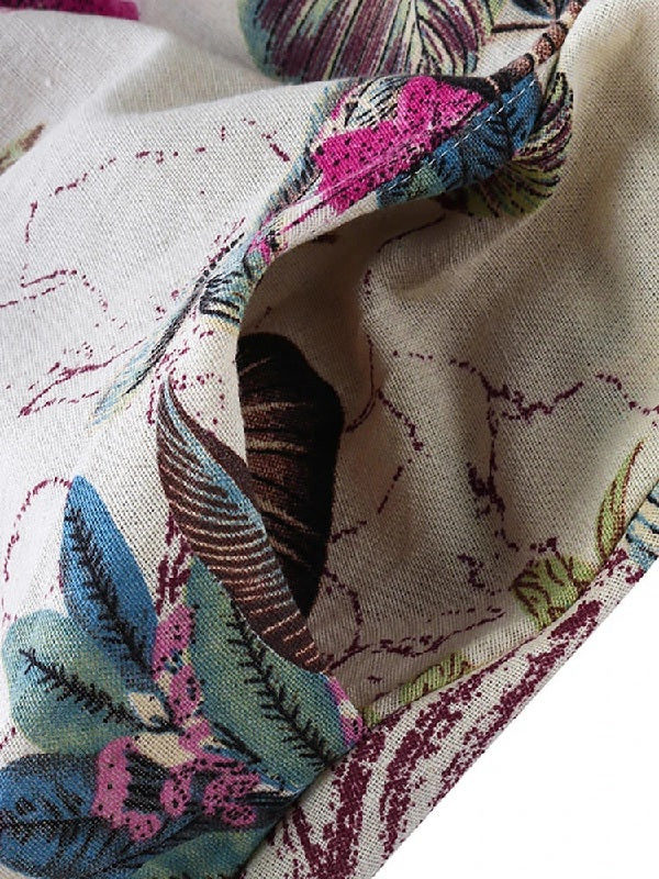 3/4 Sleeve Crew Neck Floral Print Vintage Long Maxi Dress