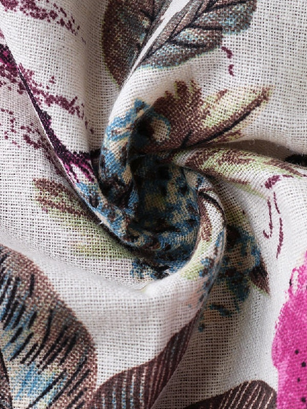 3/4 Sleeve Crew Neck Floral Print Vintage Long Maxi Dress