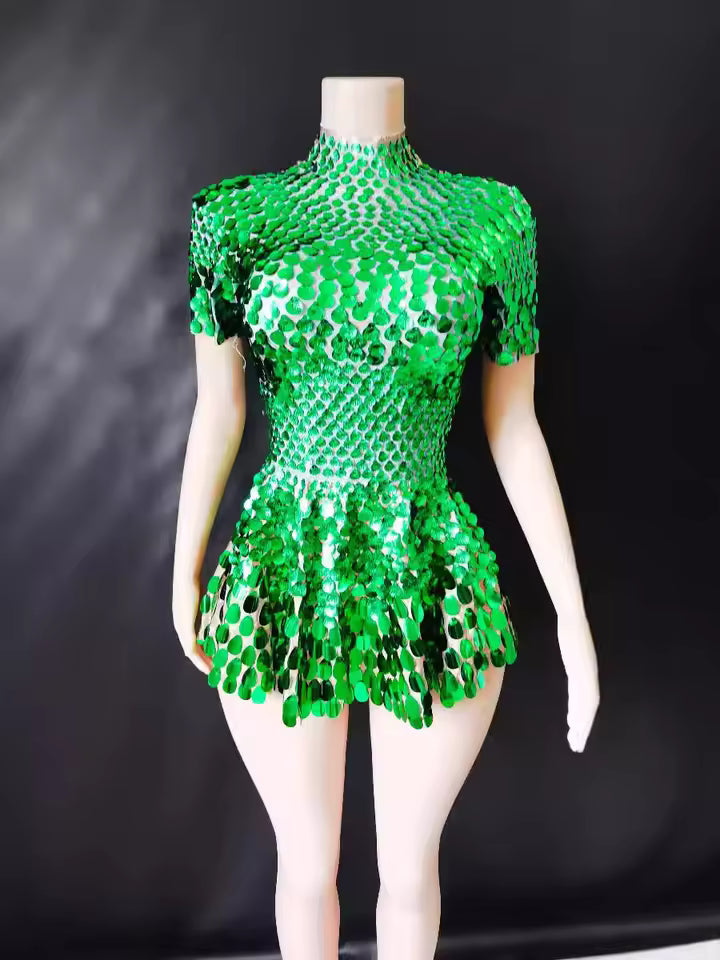 Elegant High Elasticity Shell Sequins Birthday Party Mini Dress