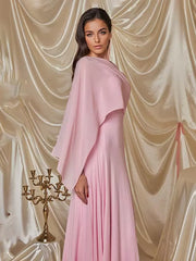 Elegant Flowy Capelet Trumpet Mermaid Sleeveless Maxi Gown
