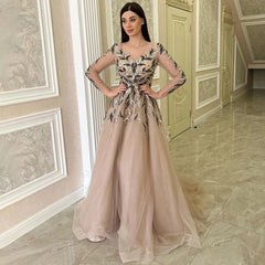A-Line Beaded Sparkle Party Luxury Evening Dresses
