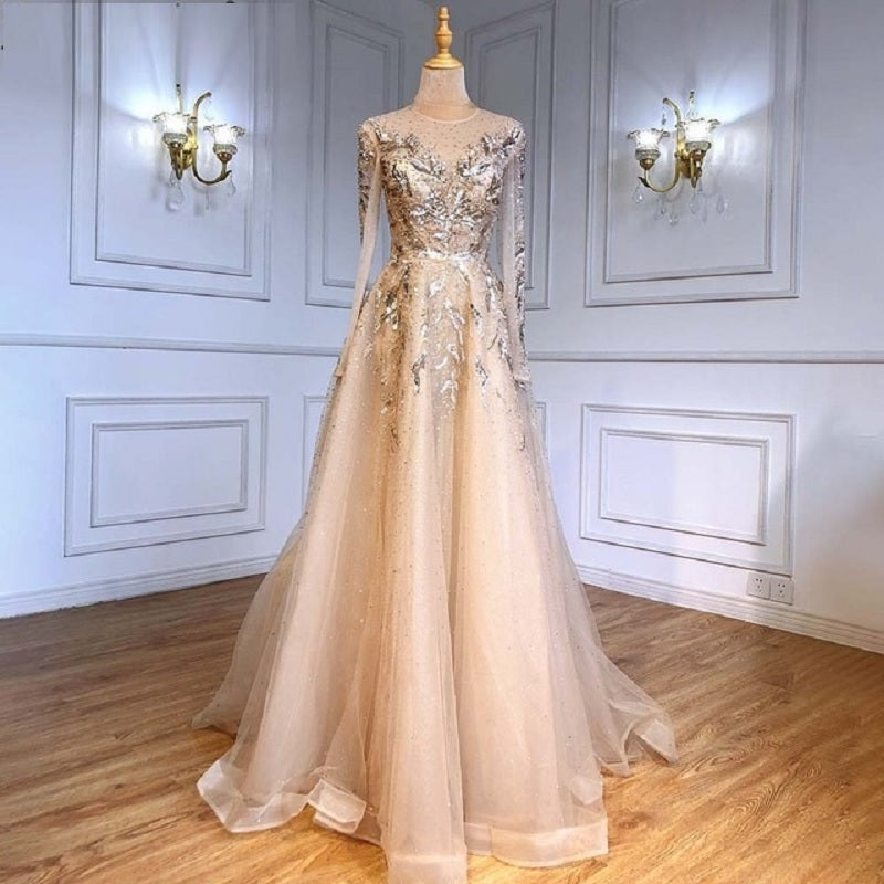 A-Line Beaded Sparkle Party Luxury Evening Dresses