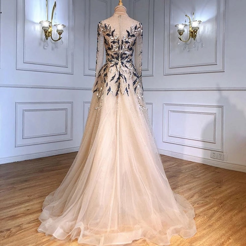 A-Line Beaded Sparkle Party Luxury Evening Dresses
