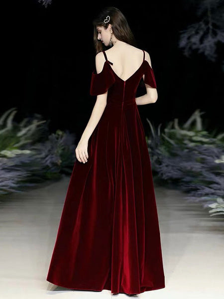 A Line V Neck Matte Satin Floor Length Sash Formal Party Dresses
