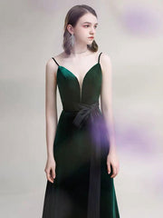 A Line V Neck Velour Floor Length Sash Social Pageant Evening Dresses