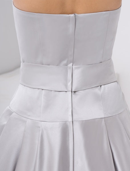 A-line Satin Bow Knee-Length Bridesmaid Dress For Wedding