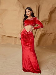 Asymmetric One Shoulder Ruched Cutout Mermaid Evening Dress