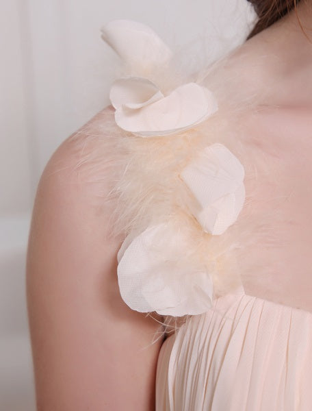 Asymmetrical Bridesmaid Dress One-Shoulder Flowers Chiffon Dress