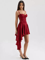 Asymmetrical Hem Backless Daily Casual Mini Party Dress