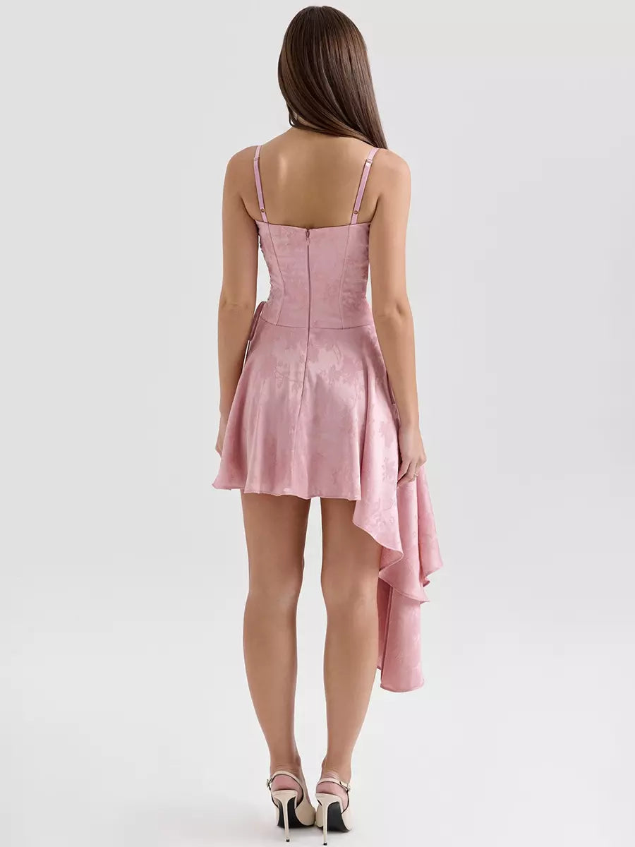 Asymmetrical Hem Backless Daily Casual Mini Party Dress