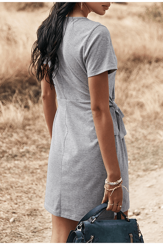 Asymmetrical belt high street short dresses