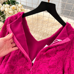 Autumn Dress for Women 3D Floral V-neck Lantern Sleeve Bodycon Dresses