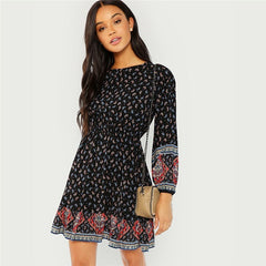 Casual Flounce Empire Ruffle Hem Mini Dress