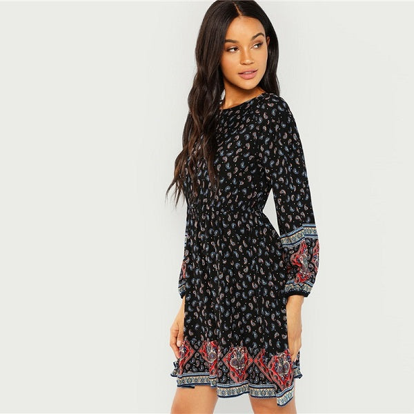 Casual Flounce Empire Ruffle Hem Mini Dress