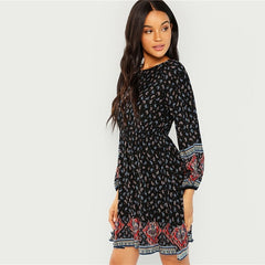 Casual Flounce Empire Ruffle Hem Mini Dress