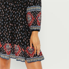 Casual Flounce Empire Ruffle Hem Mini Dress
