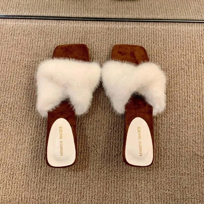 Autumn and Winter Square Toe Block Heel