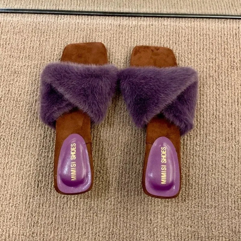 Autumn and Winter Square Toe Block Heel