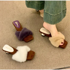Autumn and Winter Square Toe Block Heel