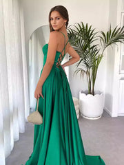 Back Lace-up Spaghetti Straps Floor length Formal Maxi Party Dress